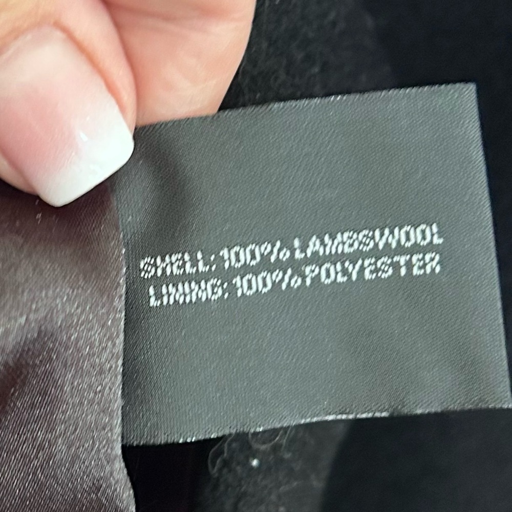 Forecaster of Boston Women Sz 10 Fine Lambswool Black Pea Coat Quiet Luxury - Picture 6 of 6